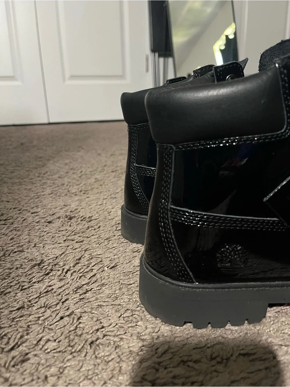 Timberland Big Kids Black Patent Lace-Up Boots